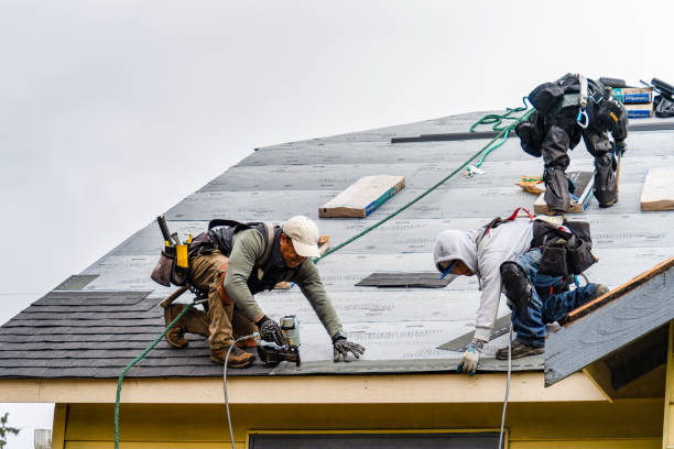 Professional Gutter Installation technician working in Olyphant, PA